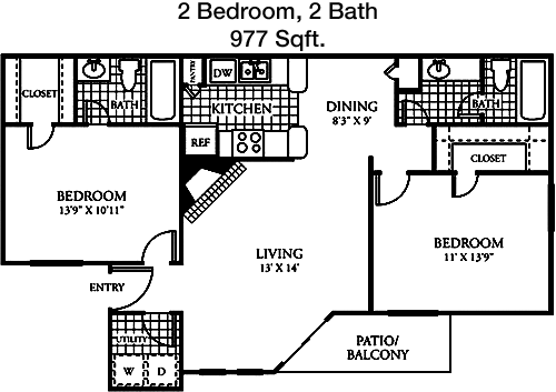 977 sq ft floorplan layout