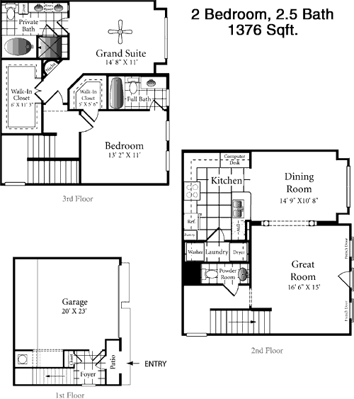 1,376 sq ft floorplan layout