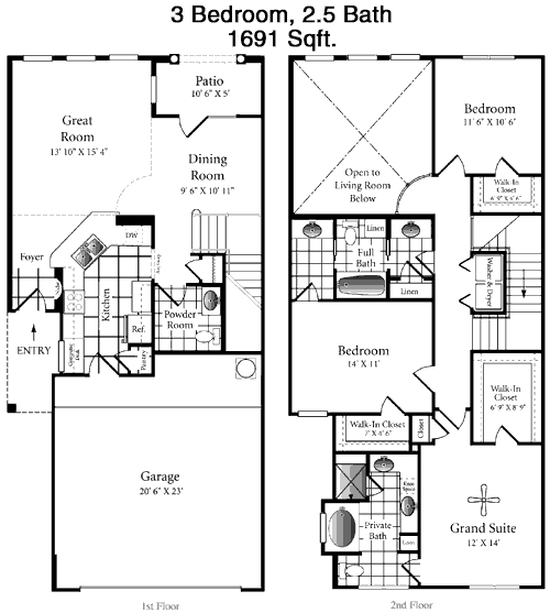 1,691 sq ft floorplan layout