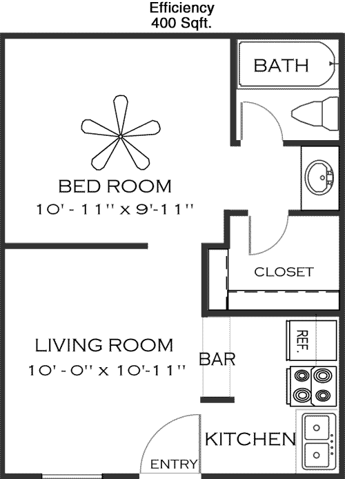 400 sq ft floorplan layout