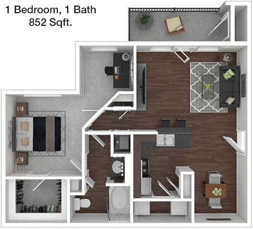 852 sq ft floorplan layout
