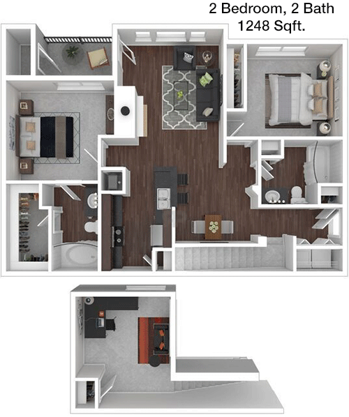 1,248 sq ft floorplan layout