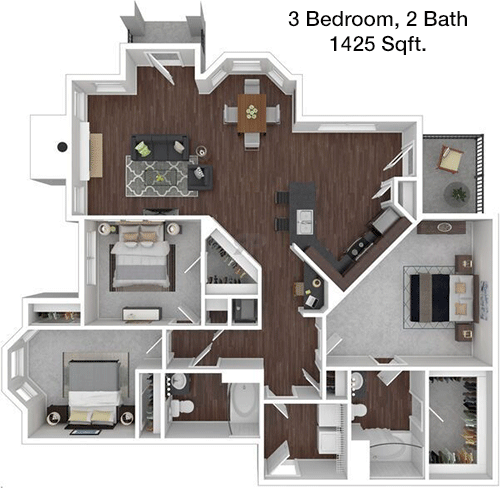 1,425 sq ft floorplan layout