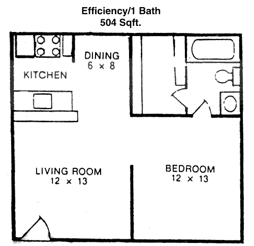 504 sq ft floorplan layout