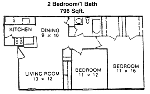 796 sq ft floorplan layout