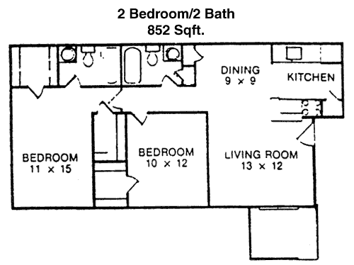 852 sq ft floorplan layout