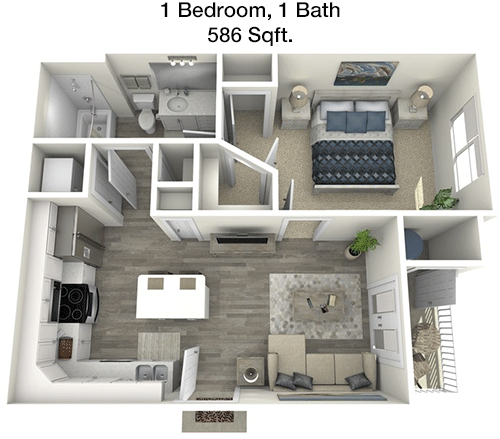 586 sq ft floorplan layout