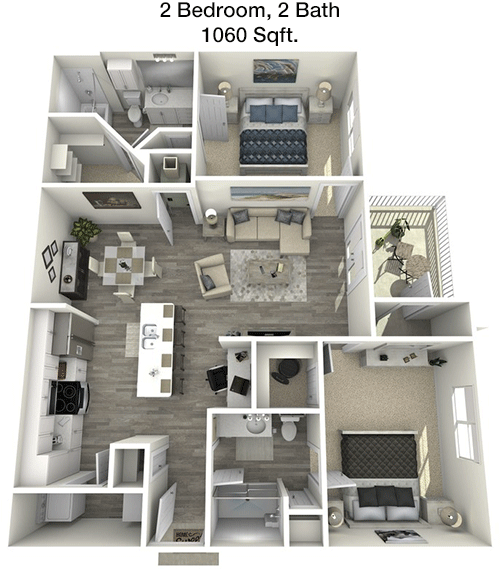 1,060 sq ft floorplan layout