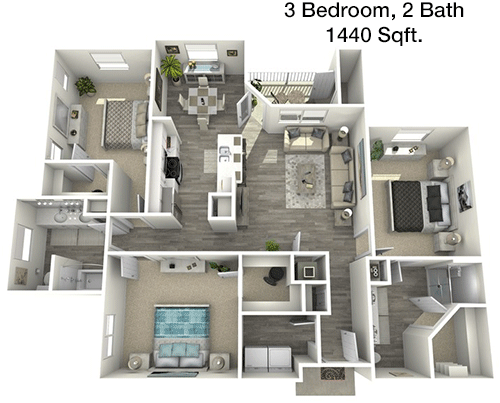 1,440 sq ft floorplan layout