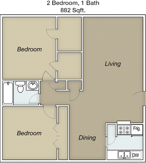 882 sq ft floorplan layout
