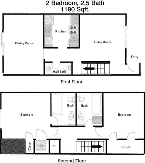 1,190 sq ft floorplan layout