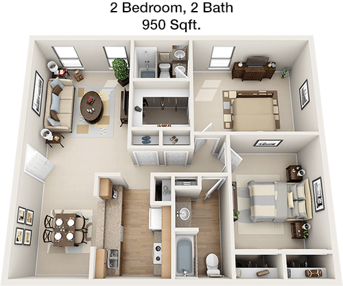 950 sq ft floorplan layout