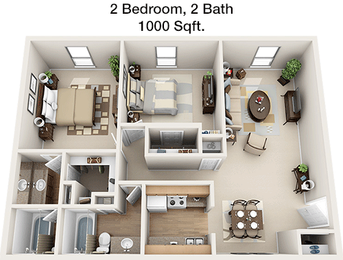 1,000 sq ft floorplan layout