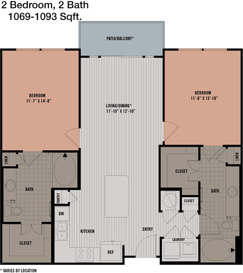1,069 sq ft floorplan layout