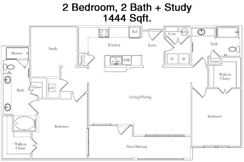 1,444 sq ft floorplan layout