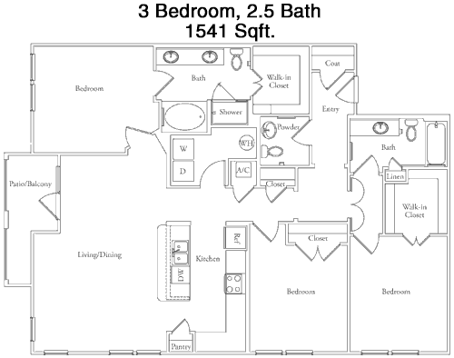 1,541 sq ft floorplan layout