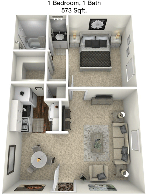 573 sq ft floorplan layout