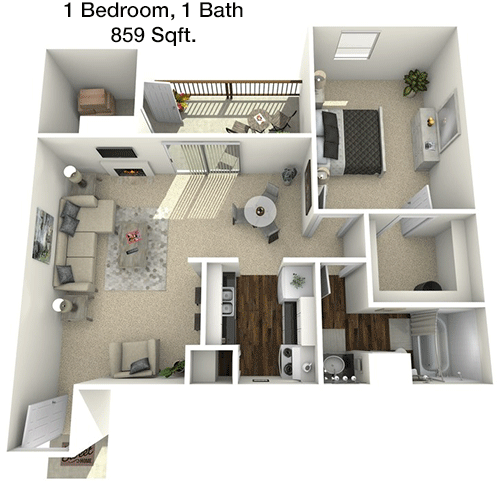 859 sq ft floorplan layout