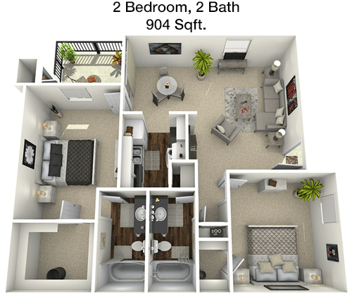 904 sq ft floorplan layout