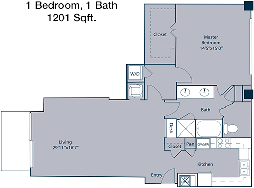 1,201 sq ft floorplan layout