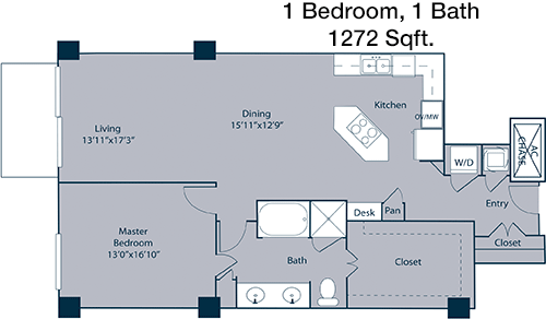 1,272 sq ft floorplan layout