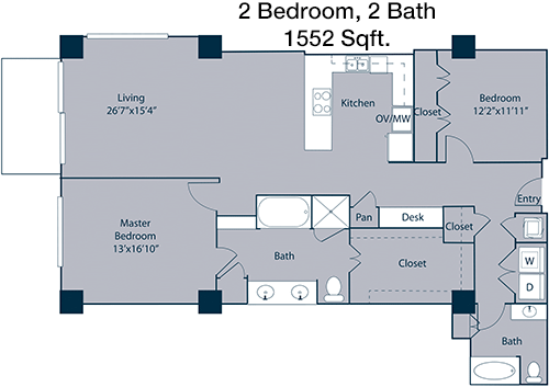 1,552 sq ft floorplan layout
