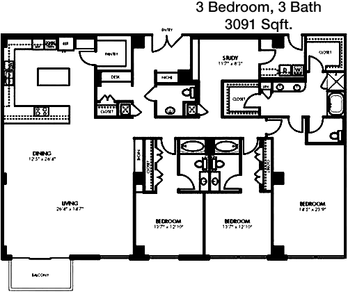 3,091 sq ft floorplan layout