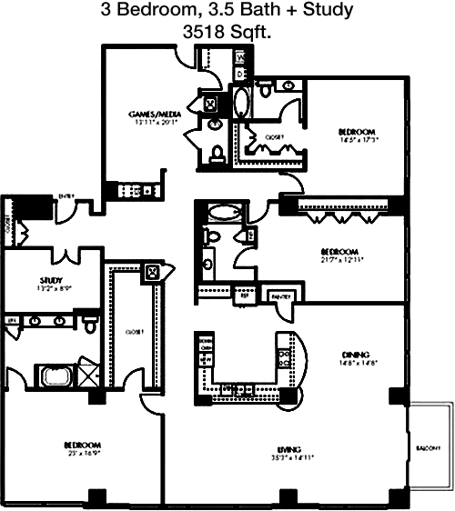 3,518 sq ft floorplan layout