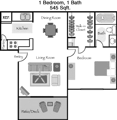 545 sq ft floorplan layout