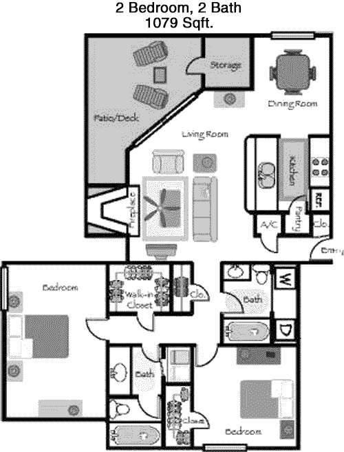 1,079 sq ft floorplan layout