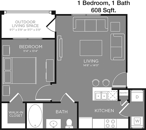 608 sq ft floorplan layout