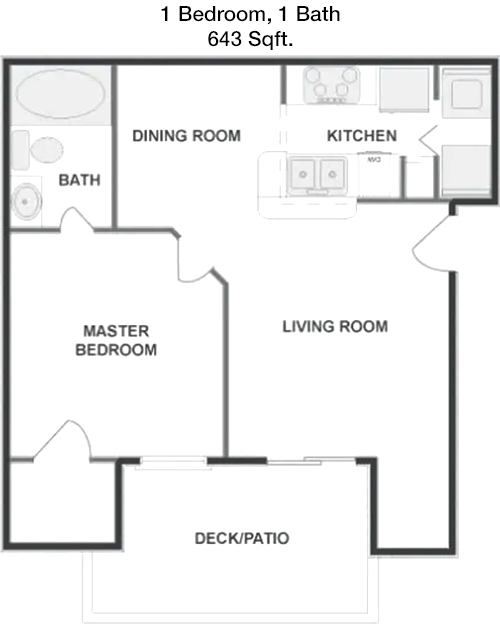 643 sq ft floorplan layout