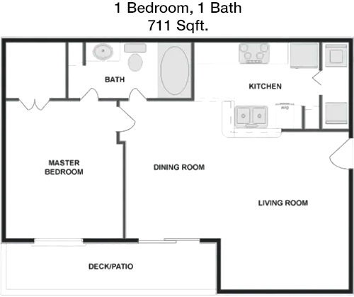 711 sq ft floorplan layout