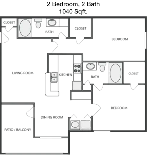 1,040 sq ft floorplan layout