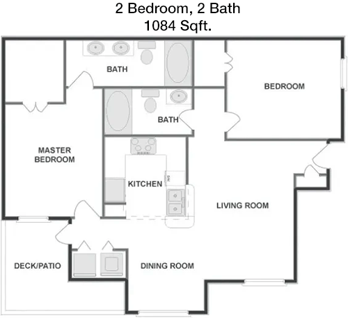 1,084 sq ft floorplan layout