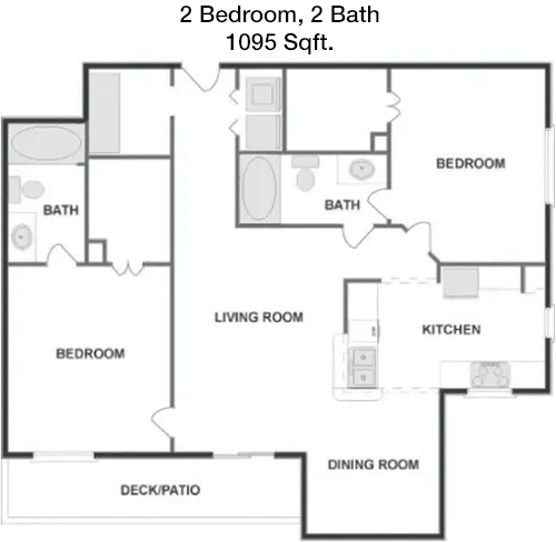 1,095 sq ft floorplan layout