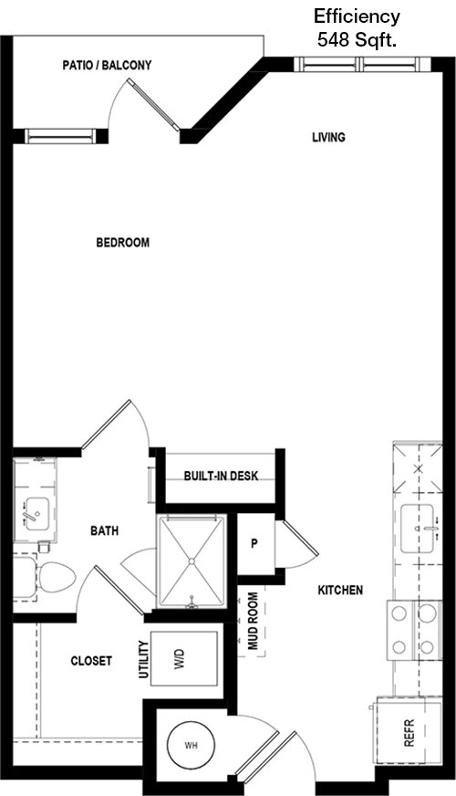548 sq ft floorplan layout
