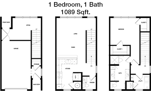 1,089 sq ft floorplan layout