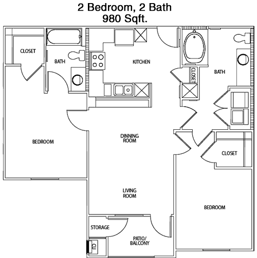980 sq ft floorplan layout