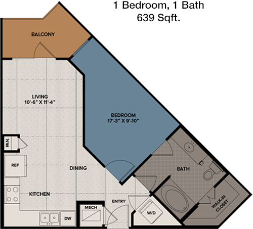 639 sq ft floorplan layout