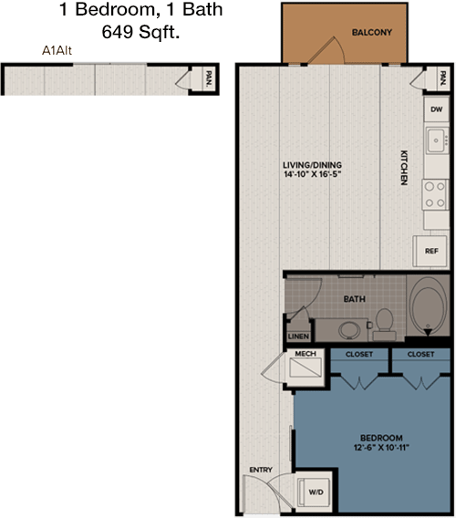649 sq ft floorplan layout