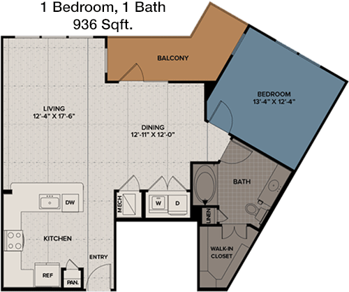 936 sq ft floorplan layout