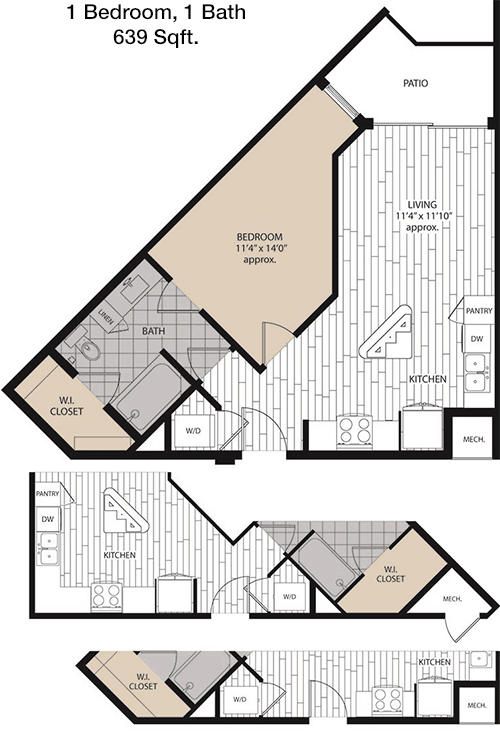 639 sq ft floorplan layout