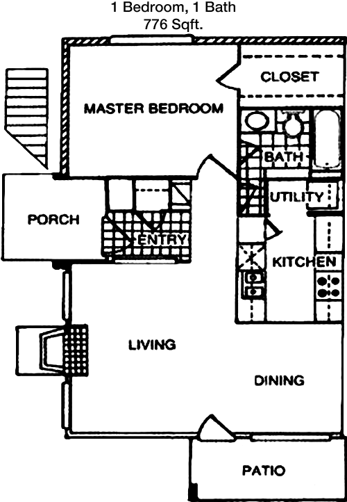 776 sq ft floorplan layout