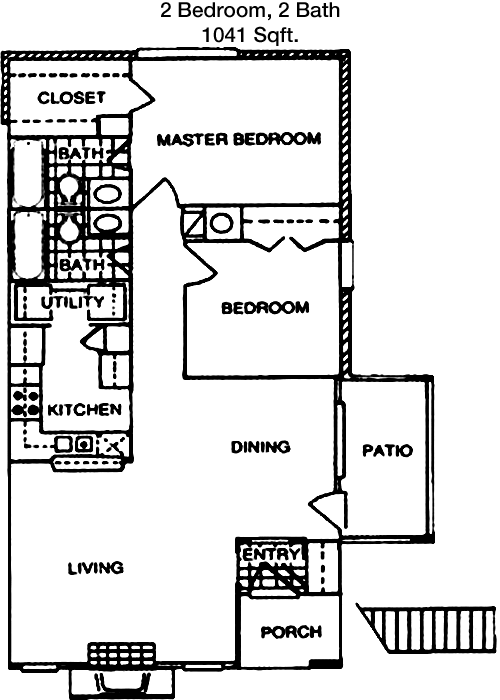 1,041 sq ft floorplan layout