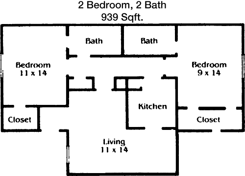 939 sq ft floorplan layout