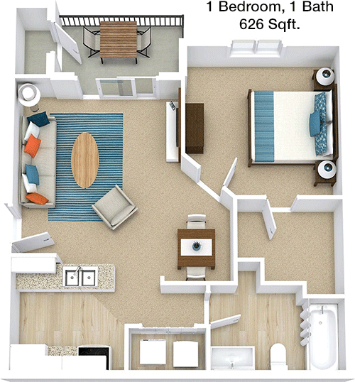 626 sq ft floorplan layout