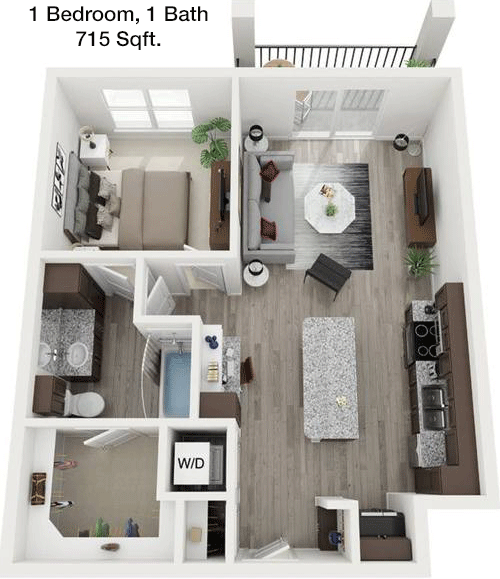 715 sq ft floorplan layout