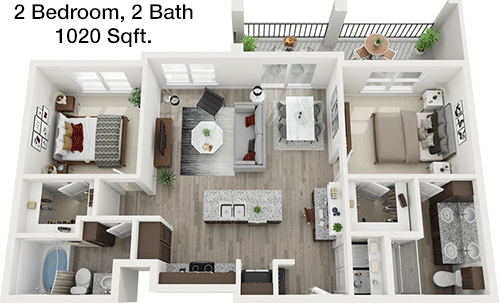 1,020 sq ft floorplan layout
