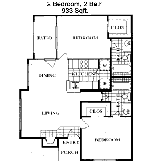 933 sq ft floorplan layout